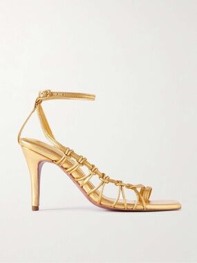 Johanna Ortiz Gold Leather Strappy Heeled Sandals EU 38 / US 7.5-8 NWT